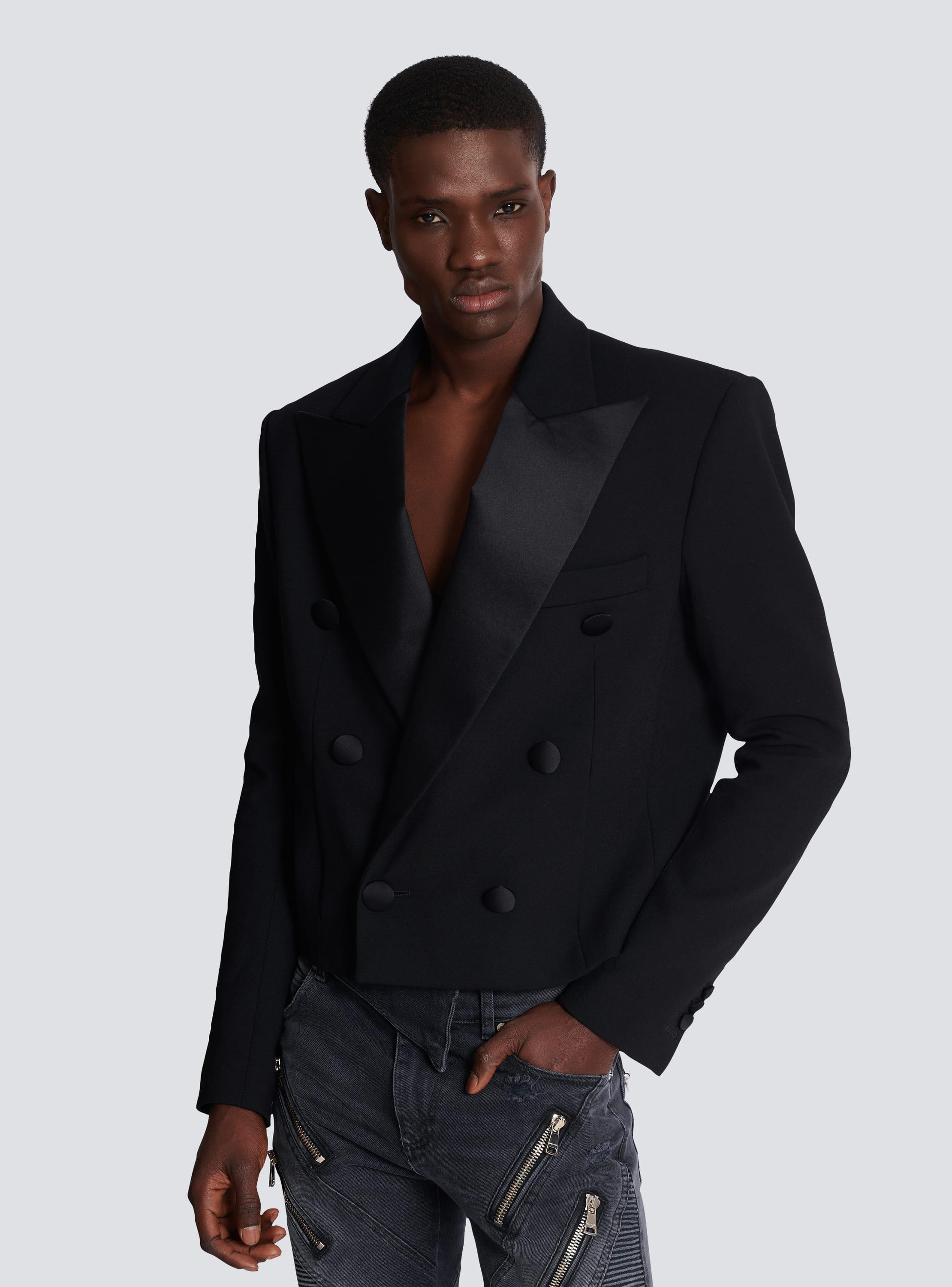 Cropped double crepe jacket Product Image