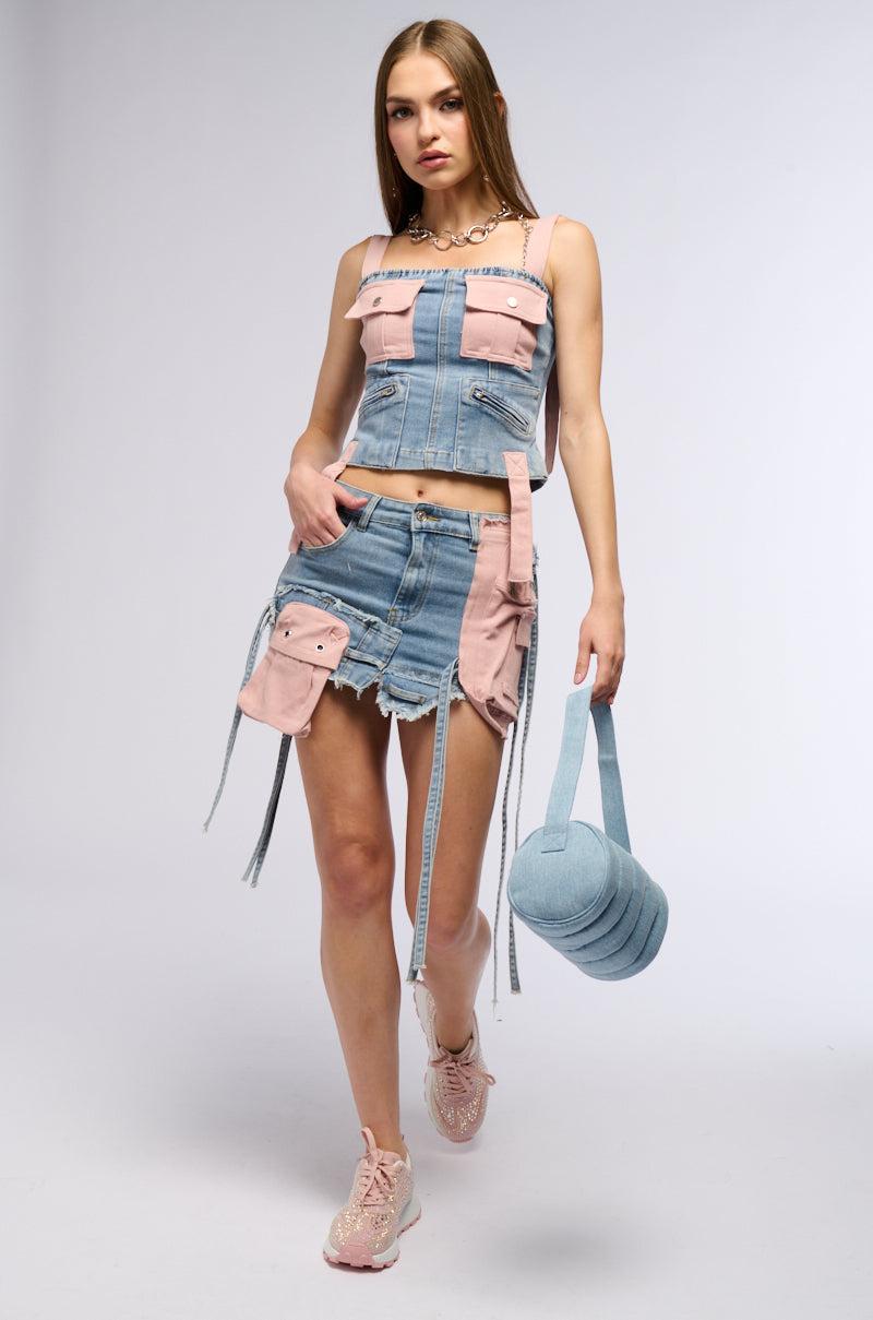 DONT STOP ME NOW DENIM CORSET TOP Product Image