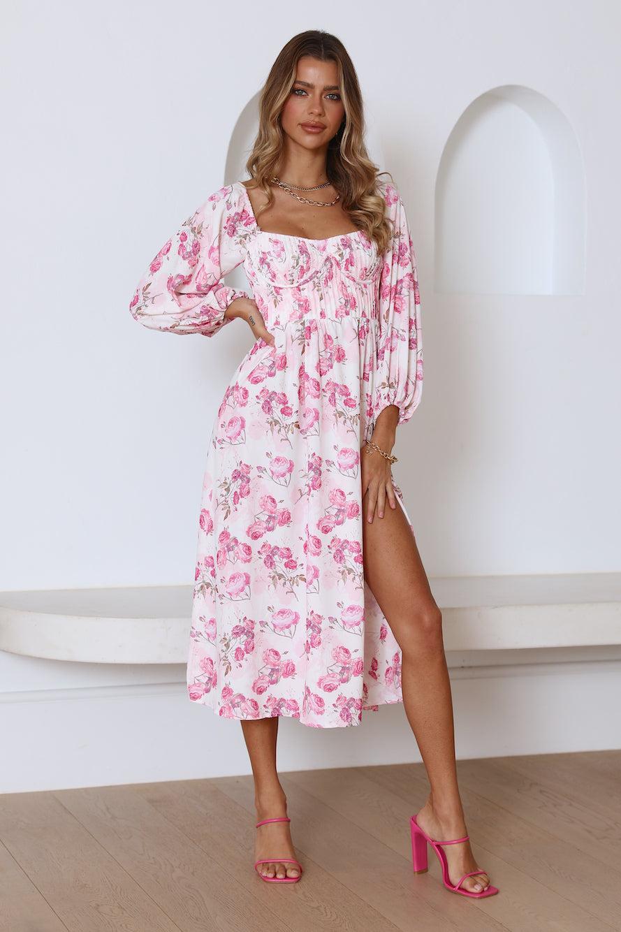 Gal Having Fun Midi Dress Pink Product Image