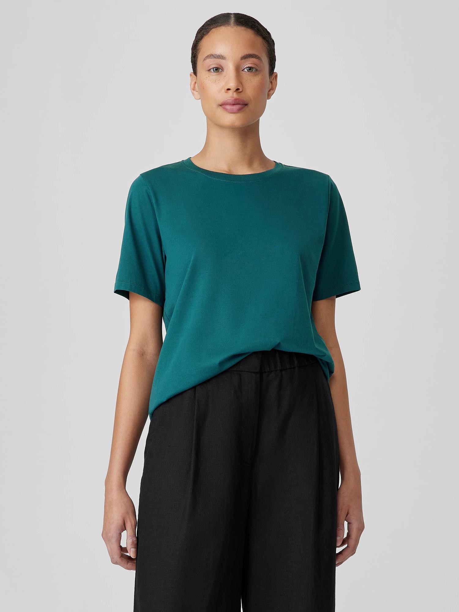 EILEEN FISHER Organic Pima Cotton Jersey Round Neck Teefemale Product Image