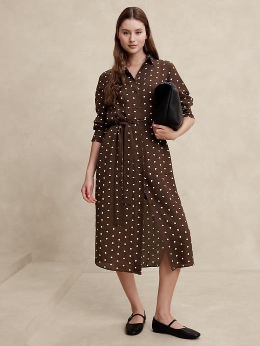 Tie-Waist Midi Shirtdress Product Image