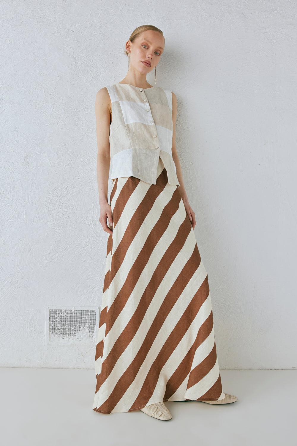 Sun Linen Maxi Skirt Stripe Product Image