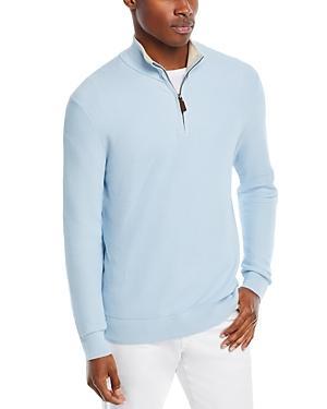 The Mens Store at Bloomingdales Cotton Tipped Textured Birdseye Regular Fit Half Zip Mock Neck Sweater - 100% Exclusive Product Image