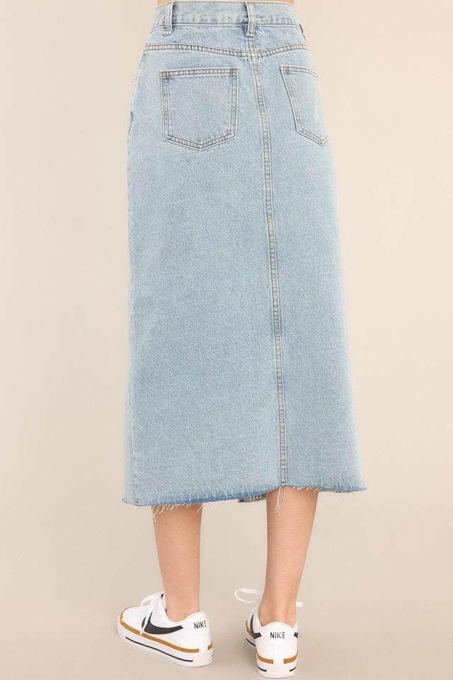 Confident Strides Light Denim Midi Skirt Blue Product Image