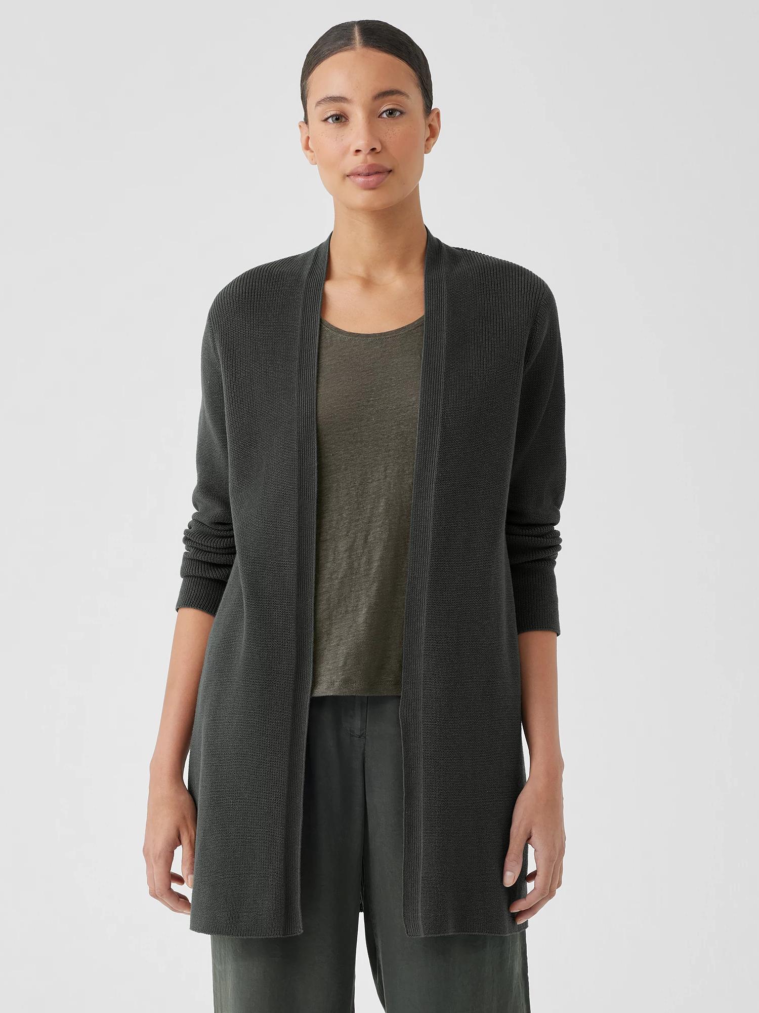 EILEEN FISHER Peruvian Organic Cotton Crepe Cardiganfemale Product Image