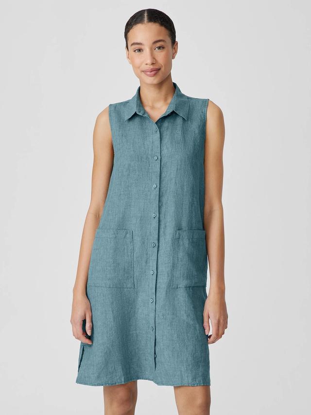 EILEEN FISHER Washed Organic Linen Délavé Sleeveless Shirtdressfemale Product Image