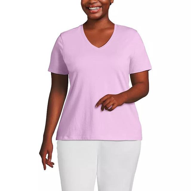 Plus Size Lands End Relaxed-Fit Supima Cotton V-Neck Tee, Womens Product Image