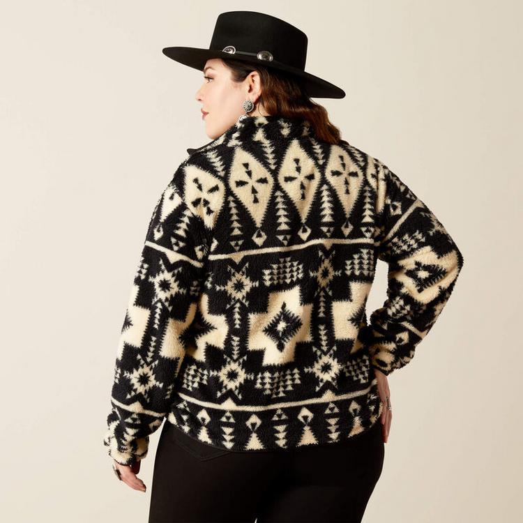 Ariat® Ladies' Black/Cream SW Print Winslow Berber Snap Front Sweatshirt Product Image