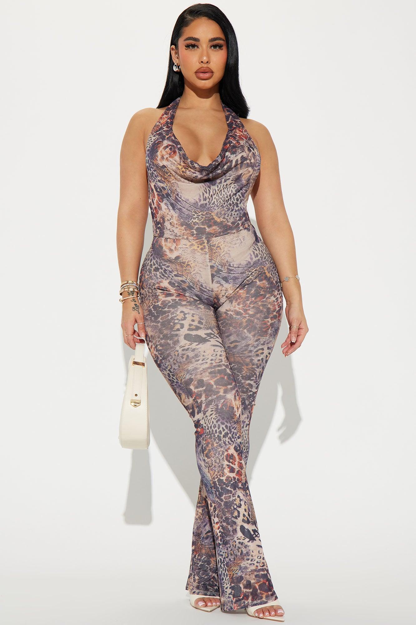 No Time To Call Mesh Jumpsuit - Brown/combo Product Image