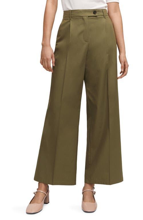 MANGO - Wideleg pleated pants green - 12 - Women Product Image