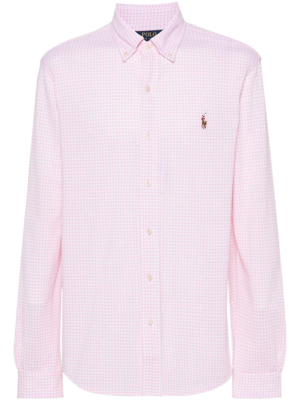 Polo Pony Checked Cotton Shirt In Pink Product Image