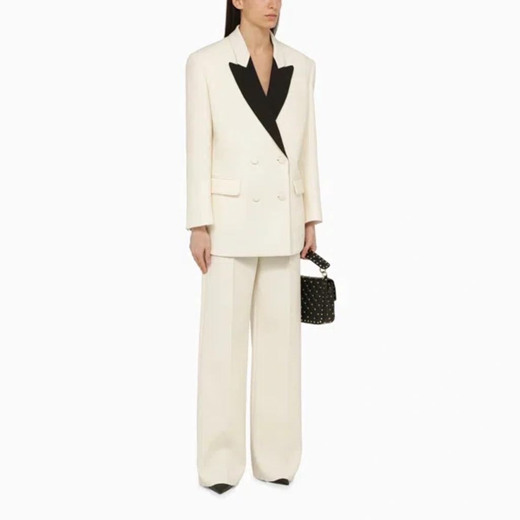 VALENTINO Wool Blend Double Crepe Tuxedo Jacket In White Product Image