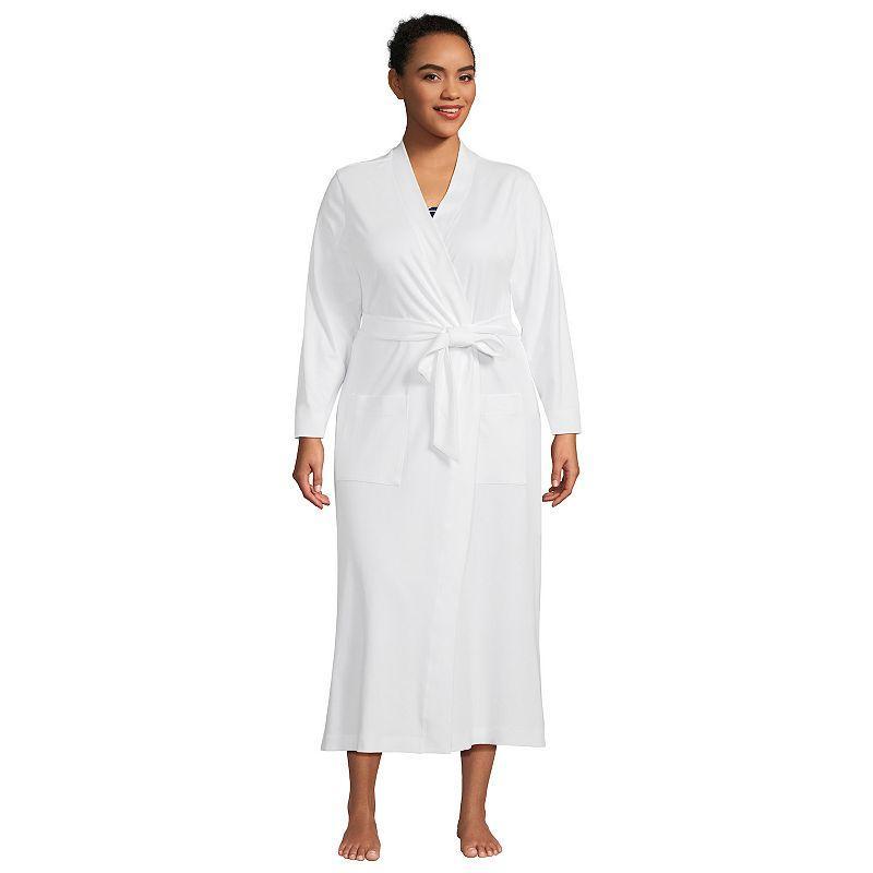 Plus Size Lands End Womens Cotton Long Sleeve Midcalf Robe Product Image