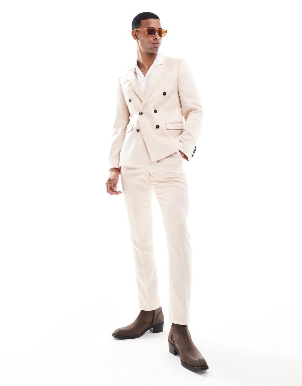 Twisted Tailor skinny suit pants in champagne Product Image