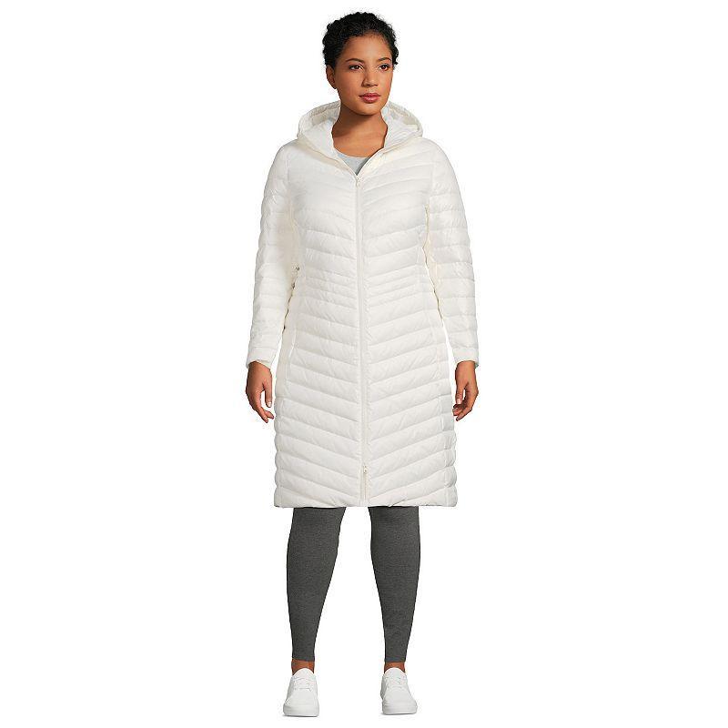 Plus Size Lands End Wanderweight Ultralight Packable Long Down Coat, Womens Product Image