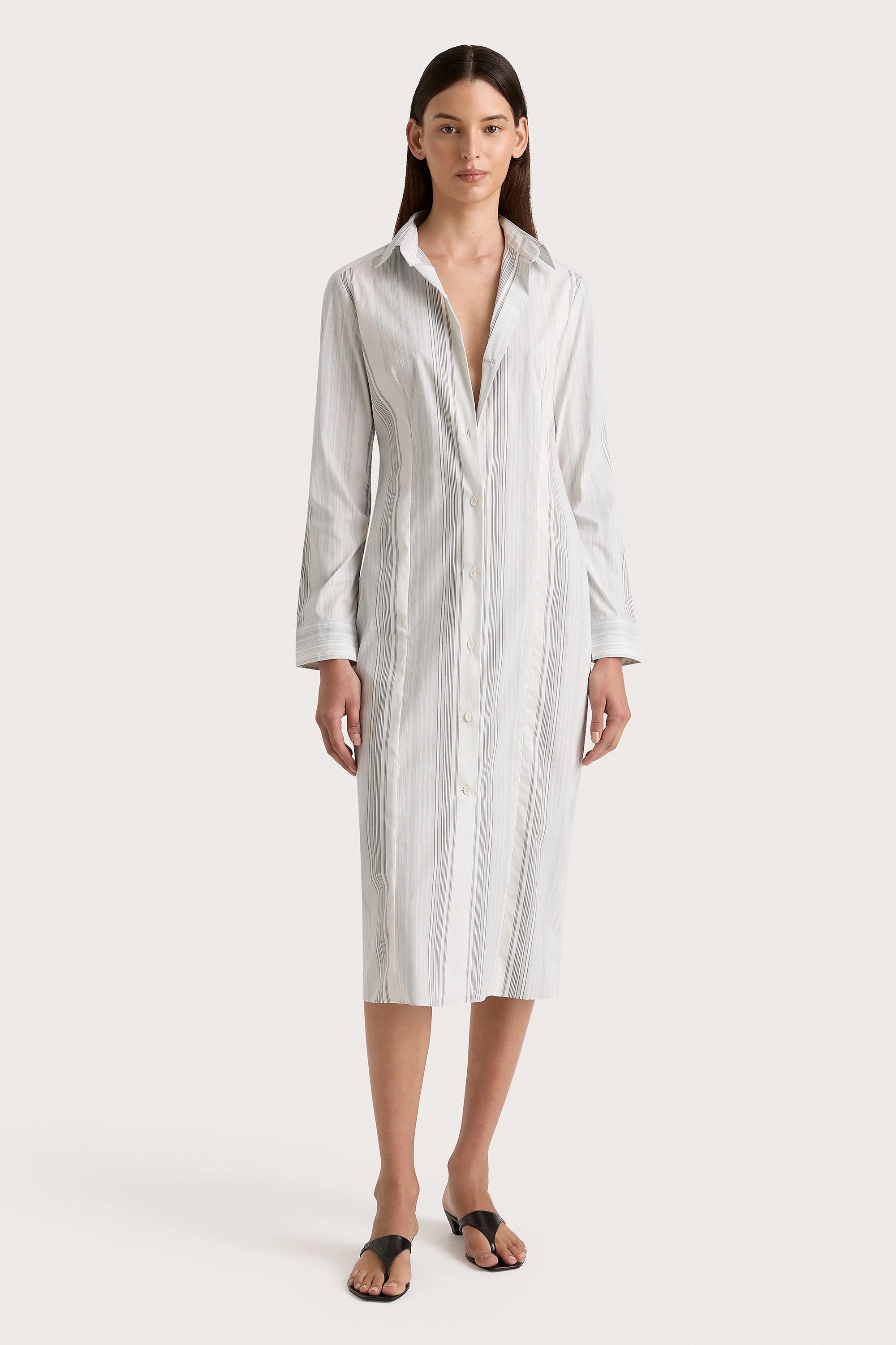 En Vau Shirt Dress Striped Soft Blue Product Image