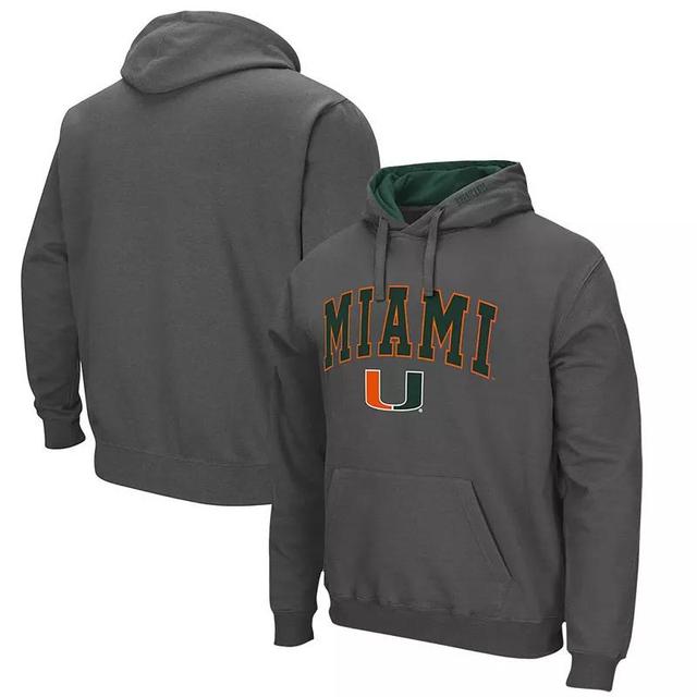 Mens Colosseum Charcoal Miami Hurricanes Arch & Logo 3.0 Pullover Hoodie Product Image