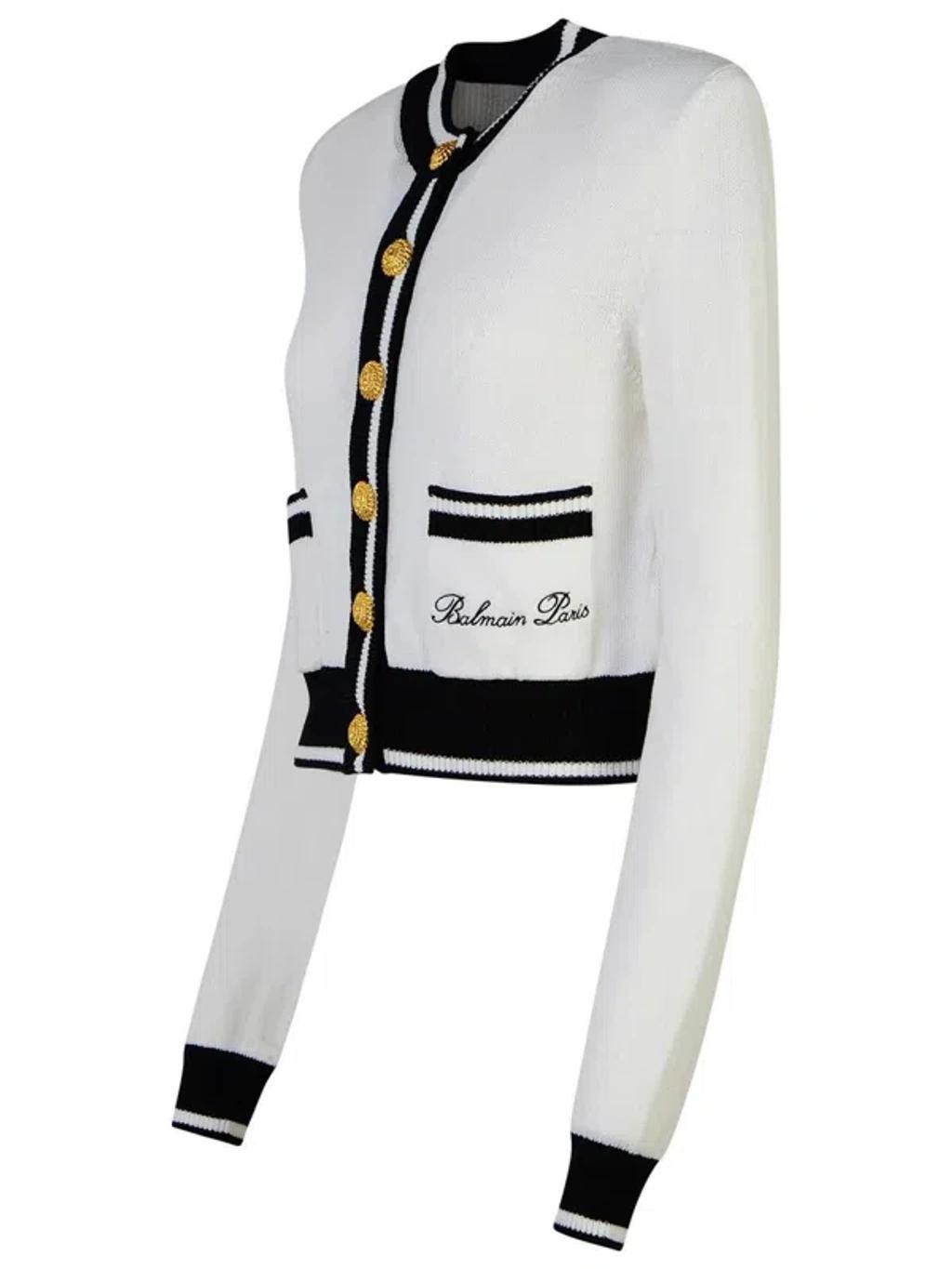 White Embroidered Cardigan Product Image