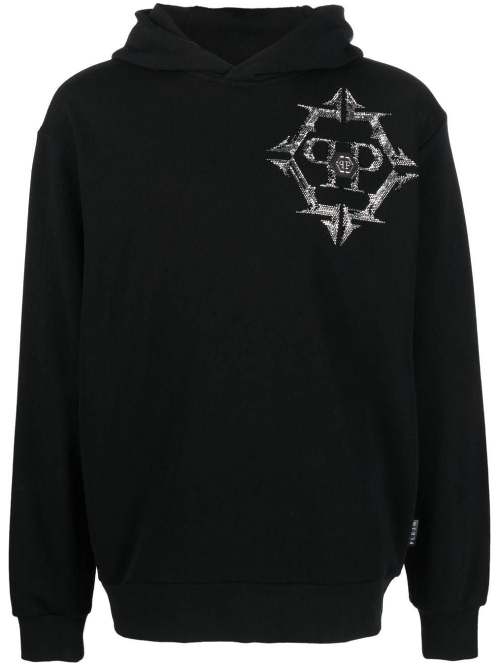 Chrome Rhinestone-embellished Hoodie In Black Product Image