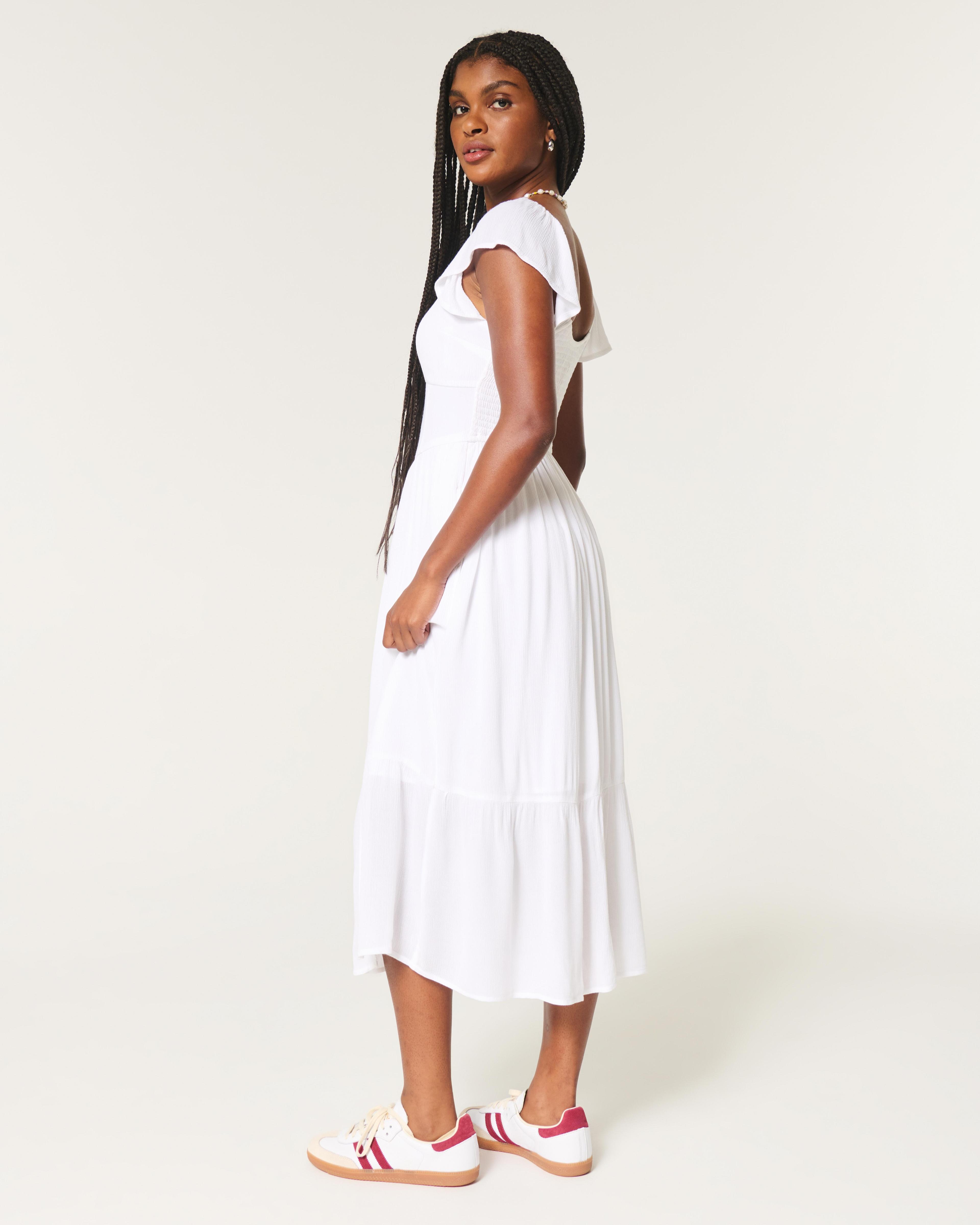 Cinch Bust V-Waist Midi Dress Product Image