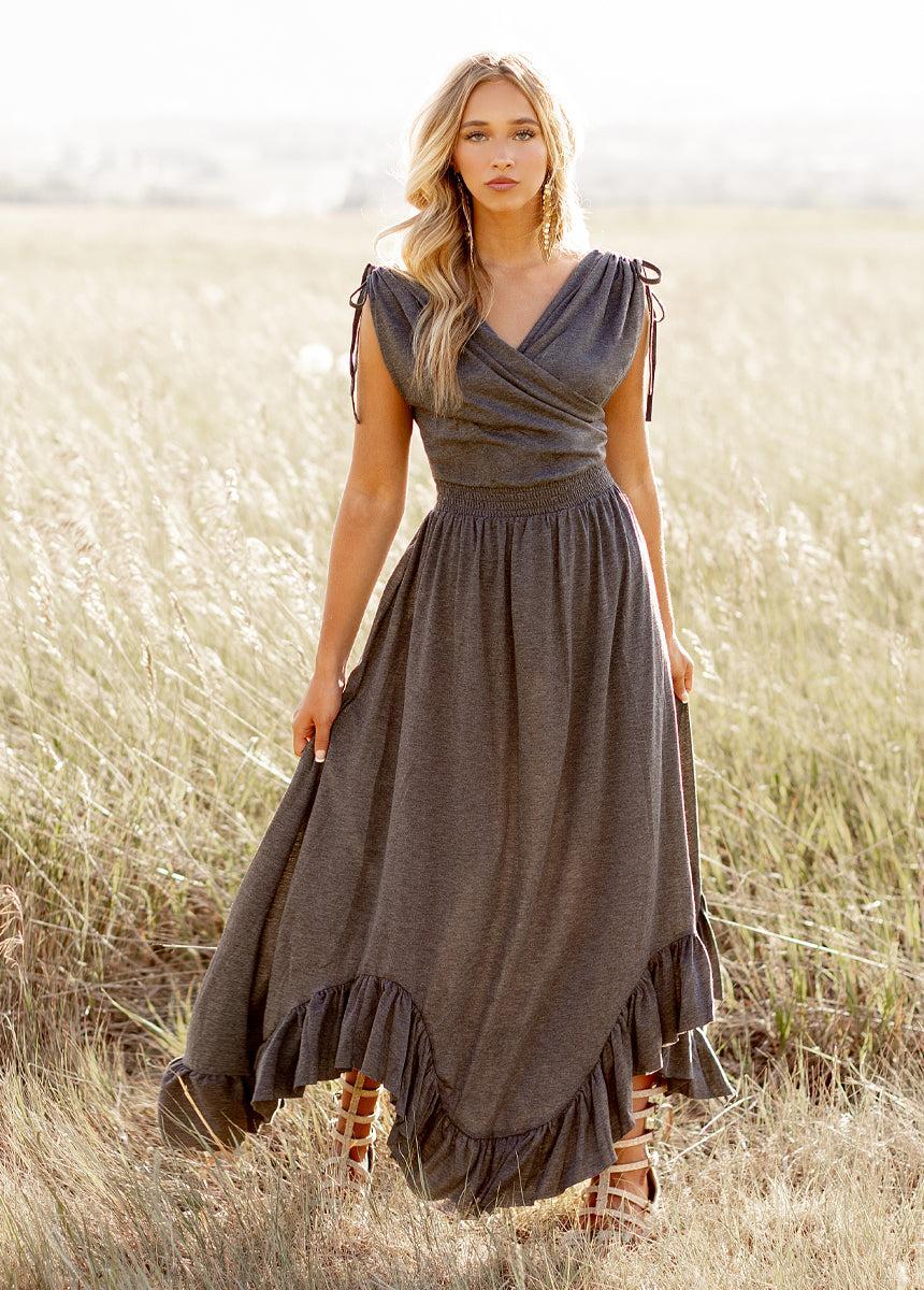 Giovanna Dress in Heather Charcoal Product Image