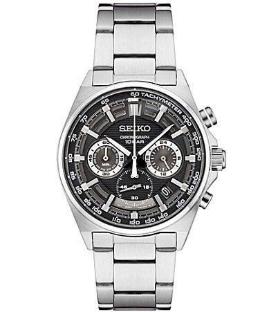 Seiko Essentials Mens Stainless Steel Green Dial Chronograph Watch - SSB405 Product Image