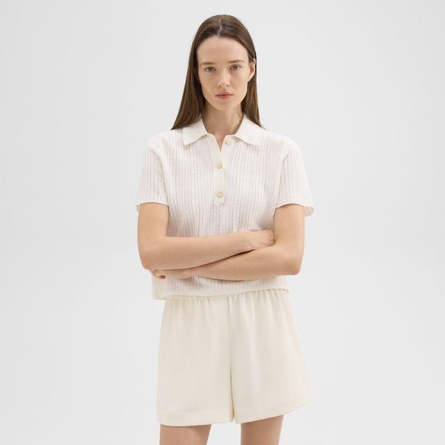 Linen-Viscose Cropped Polo | Theory Product Image