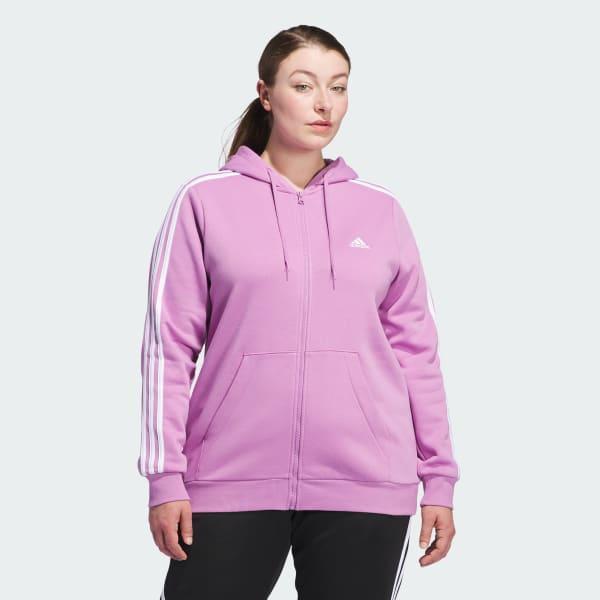 Essentials 3-Stripes Full-Zip Fleece Hoodie (Plus Size) Product Image