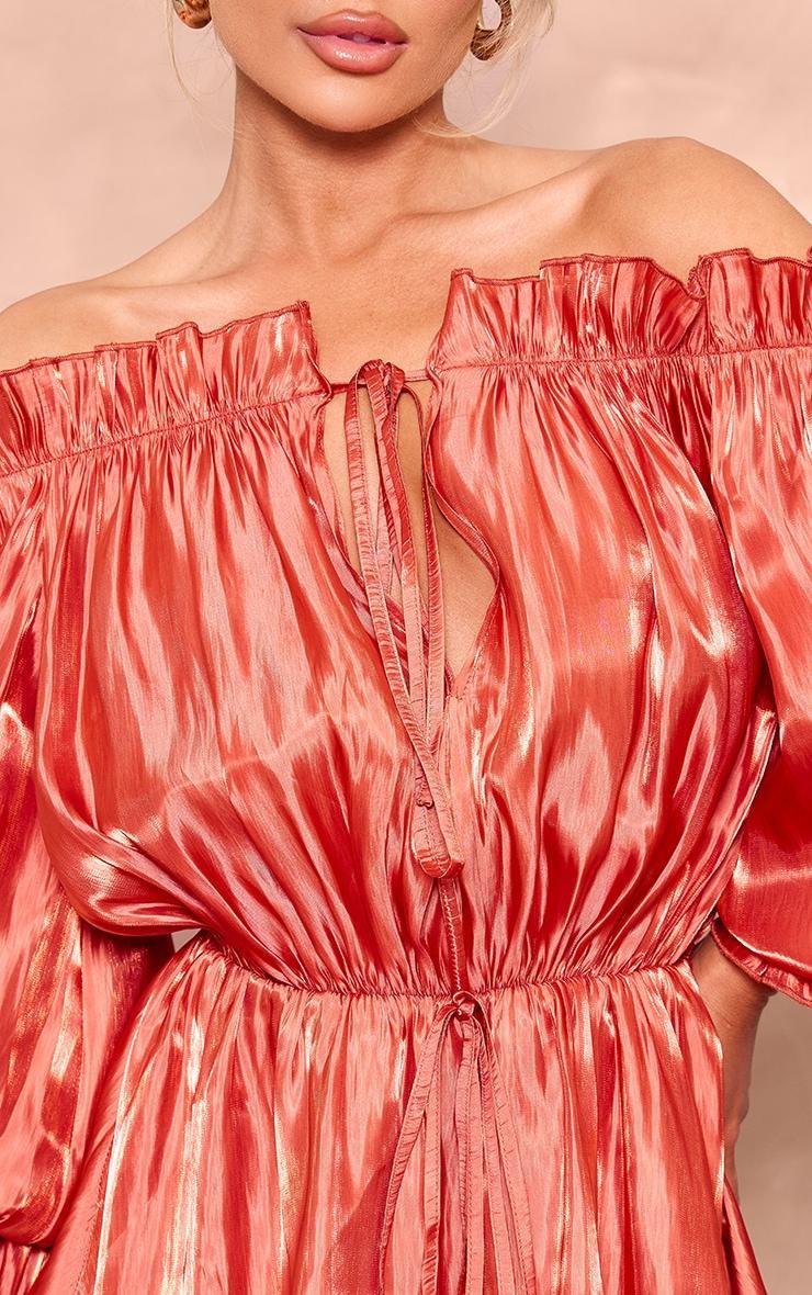 Burnt Orange Iridescent Bardot Floaty Romper Product Image