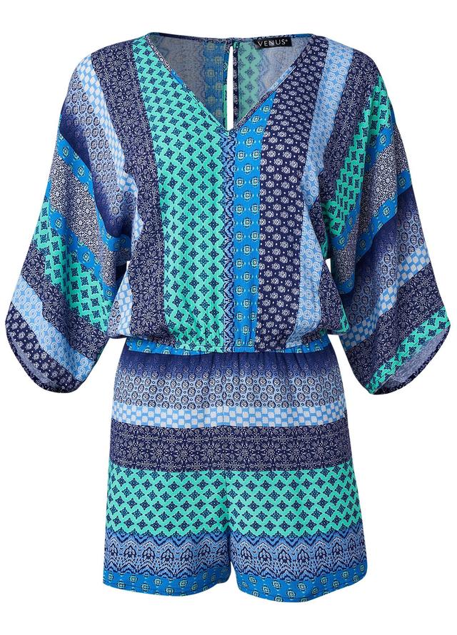 Mixed Print Romper - Green Multi Product Image