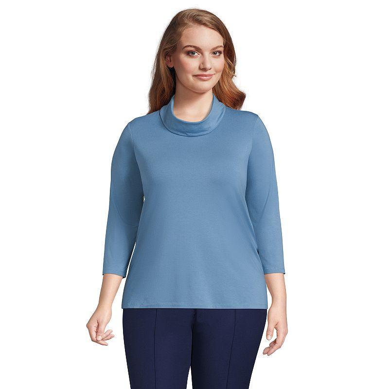 Lands End Plus Size 3/4 Sleeve Light Weight Jersey Cowl Neck Top Product Image