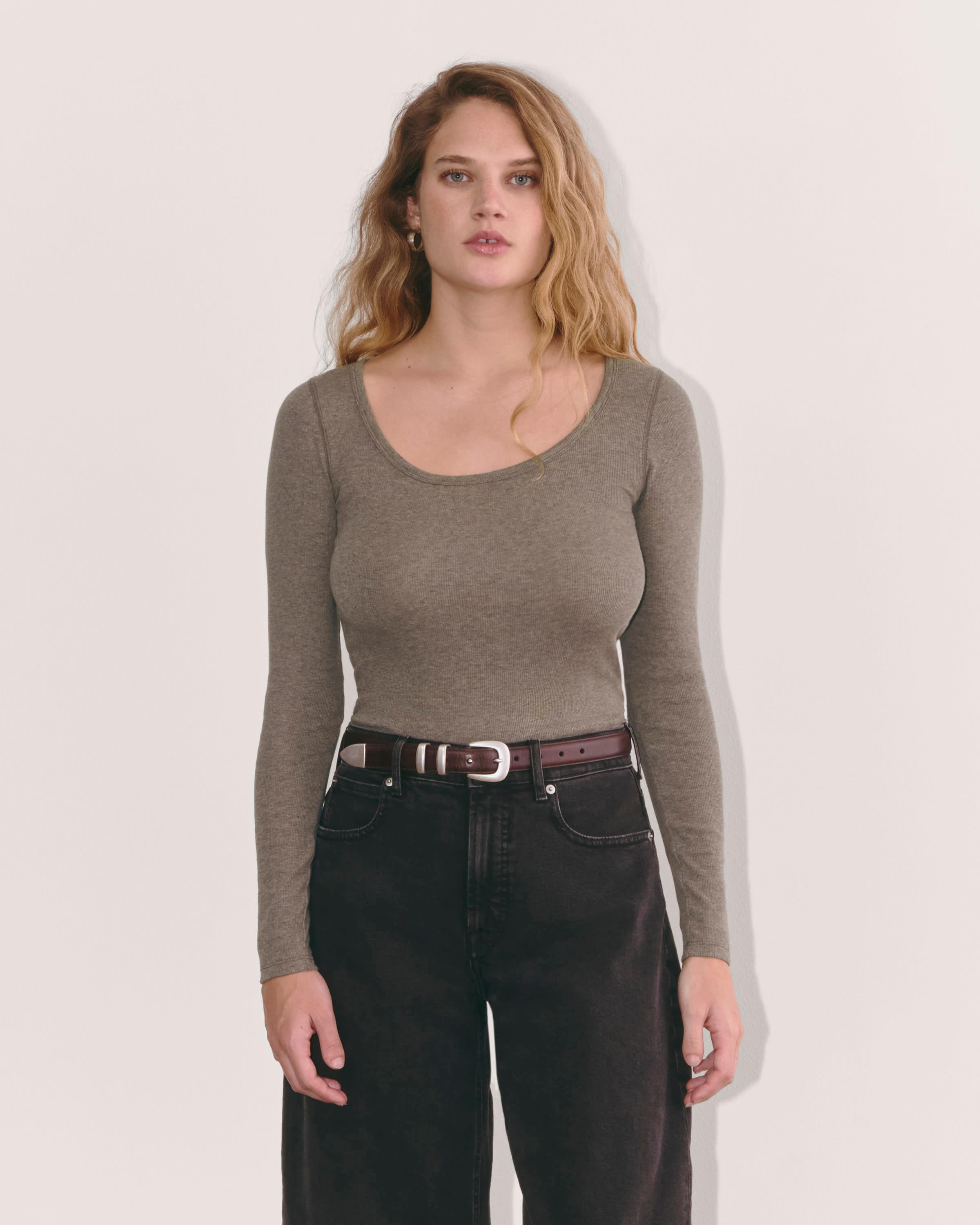 The Luxe Rib Long-Sleeve Scoop-Neck Tee Product Image