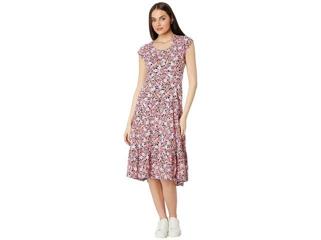 Tommy Hilfiger Ditsy Floral Midi Tiered Dress (Sky Captain/Peony) Women's Dress Product Image