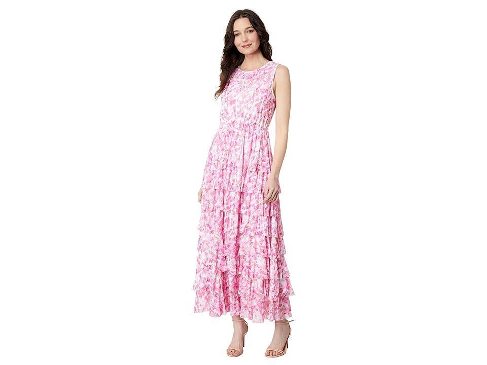 Vince Camuto Mesh Ruffled Maxi Dress (Hot ) Women's Clothing Product Image