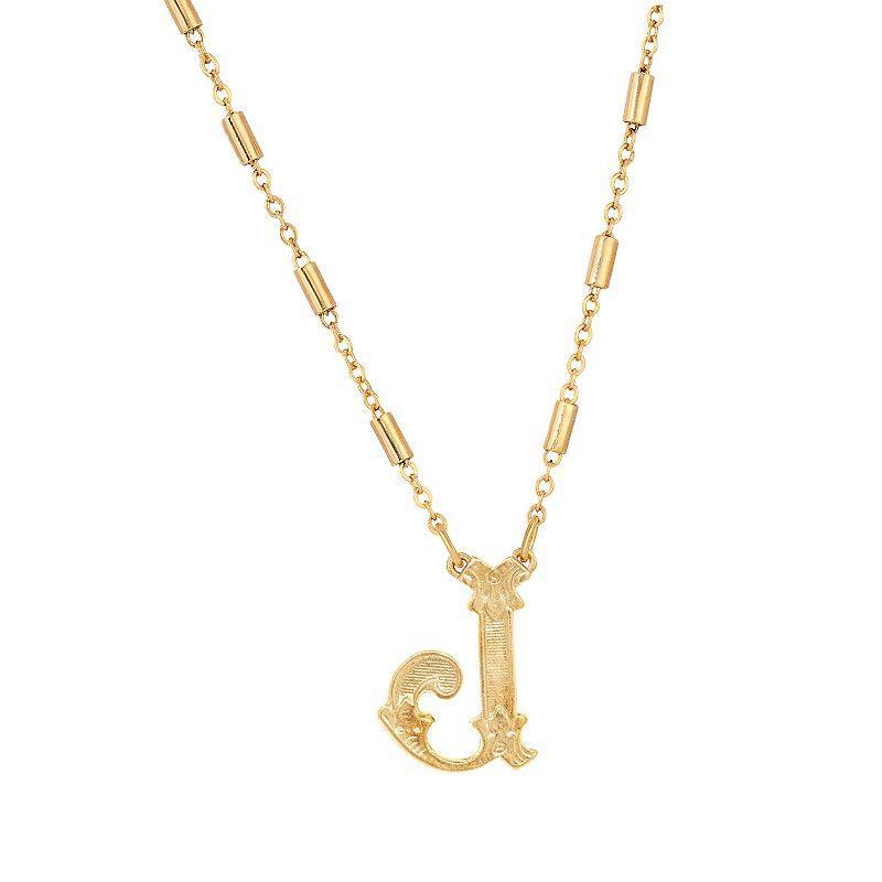 1928 Gold Tone Initial Necklace, Womens, Yellow J Product Image