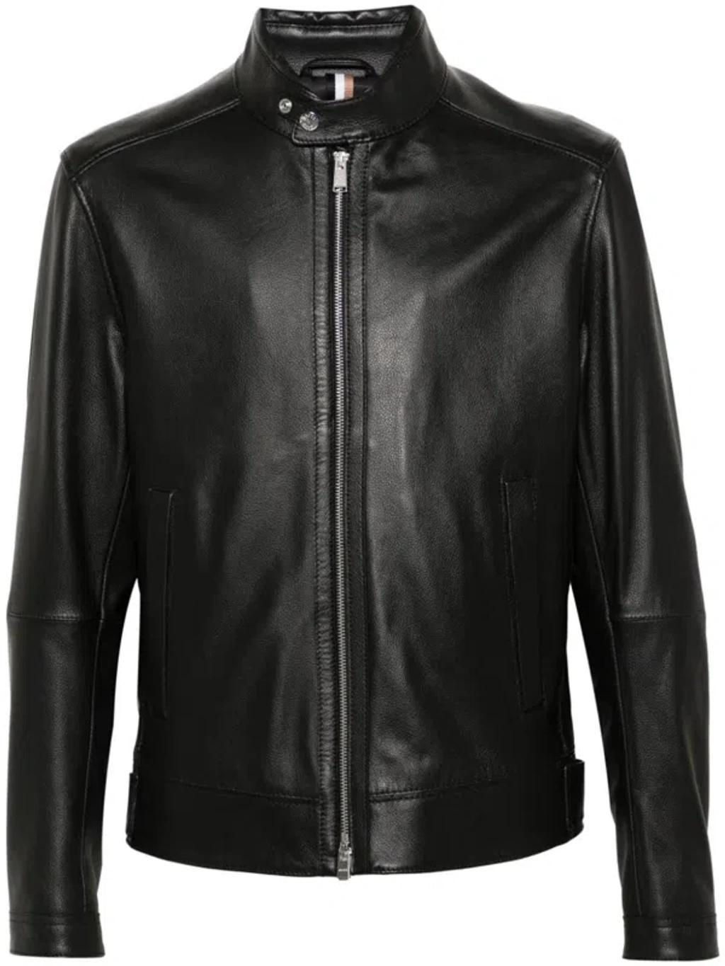 HUGO BOSS Leather Jacket In Black Product Image