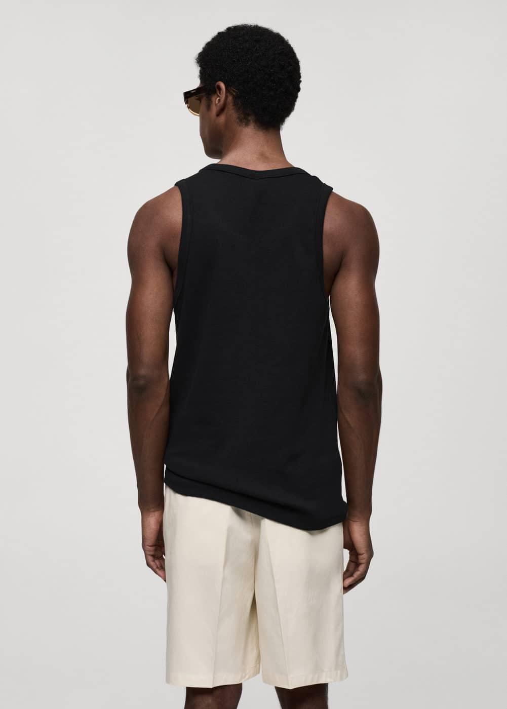 MANGO MAN - Strap cotton T-shirt blackMen Product Image