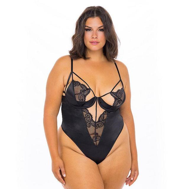 Plus Size Oh La La Cheri Ivy Underwire Lace Bodysuit 51-11608X, Womens Product Image