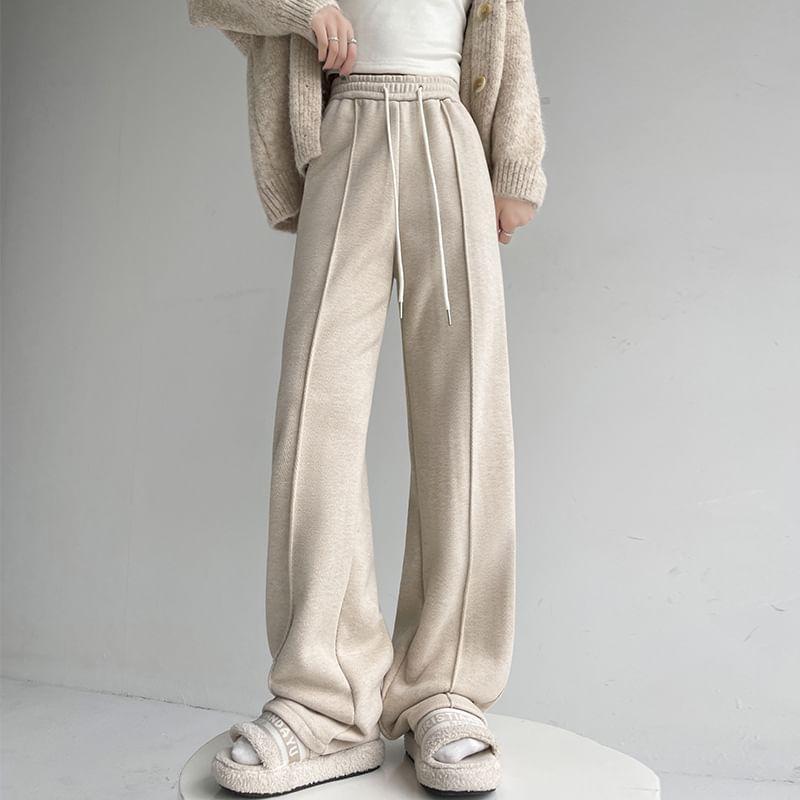 High Waist Plain Wide Leg Pants Product Image