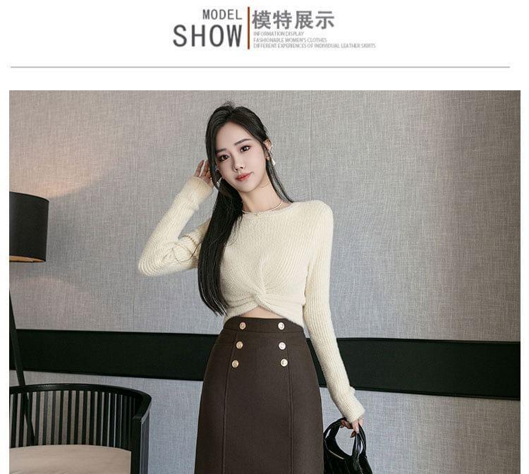 High Rise Plain A-Line Midi Skirt Product Image