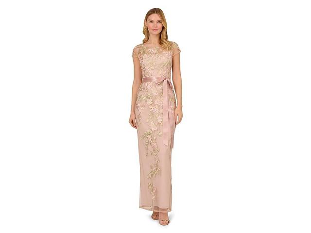 Adrianna Papell Floral Cascading Column Gown Product Image