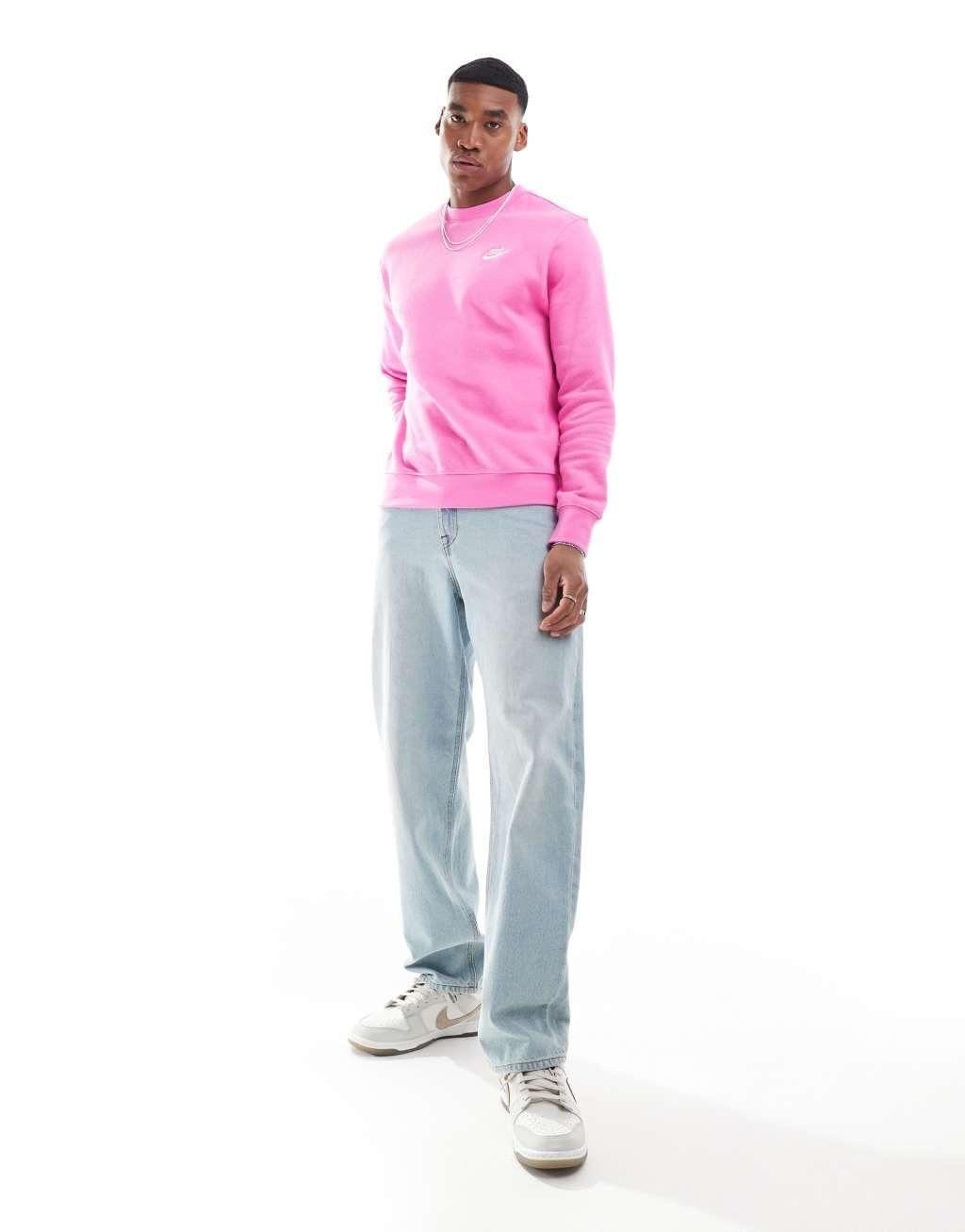 Nike Club unisex crew sweatshirt in pink Product Image