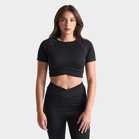 Pink Soda Sport Womens Ribbed Seamless Cropped T-Shirt product image