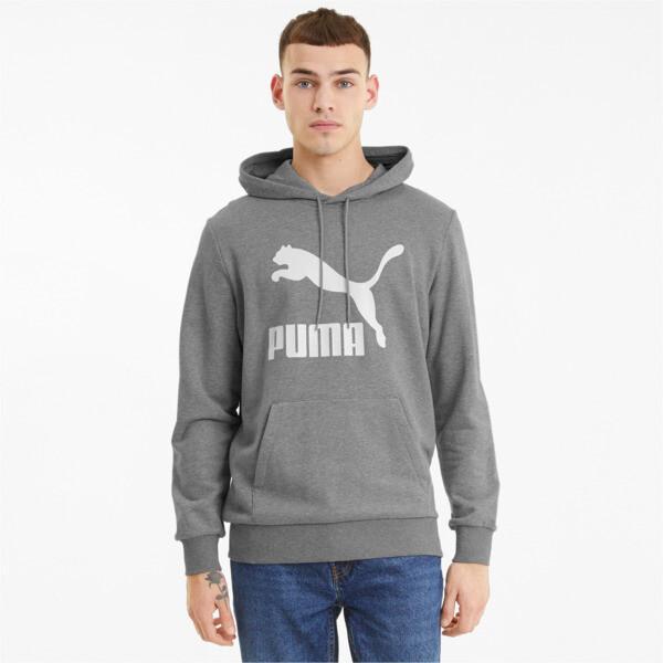 PUMA Classics Mens' Logo Hoodie in Medium Grey Heather Product Image