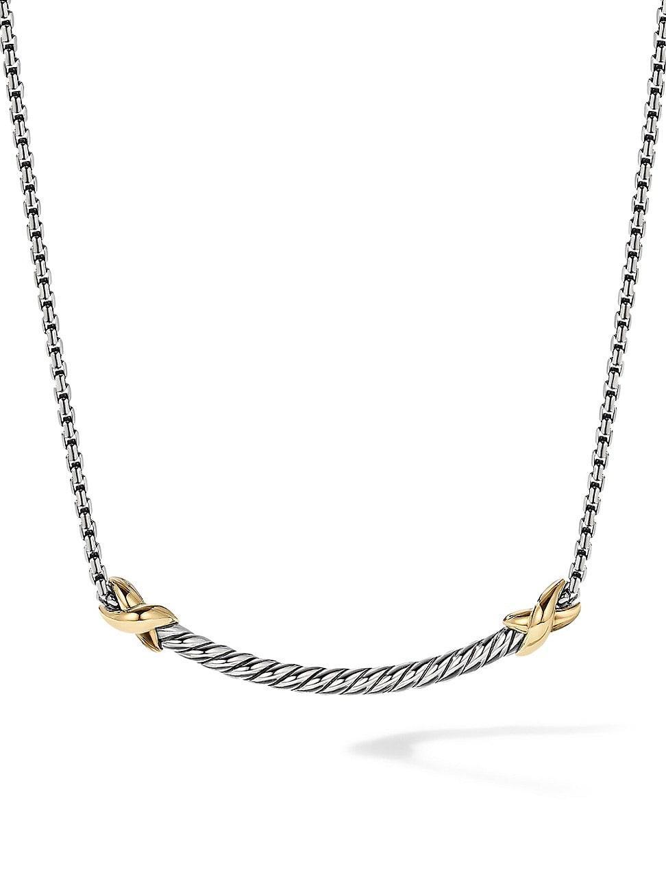 Womens Petite X Bar Necklace With 18K Yellow Gold Product Image