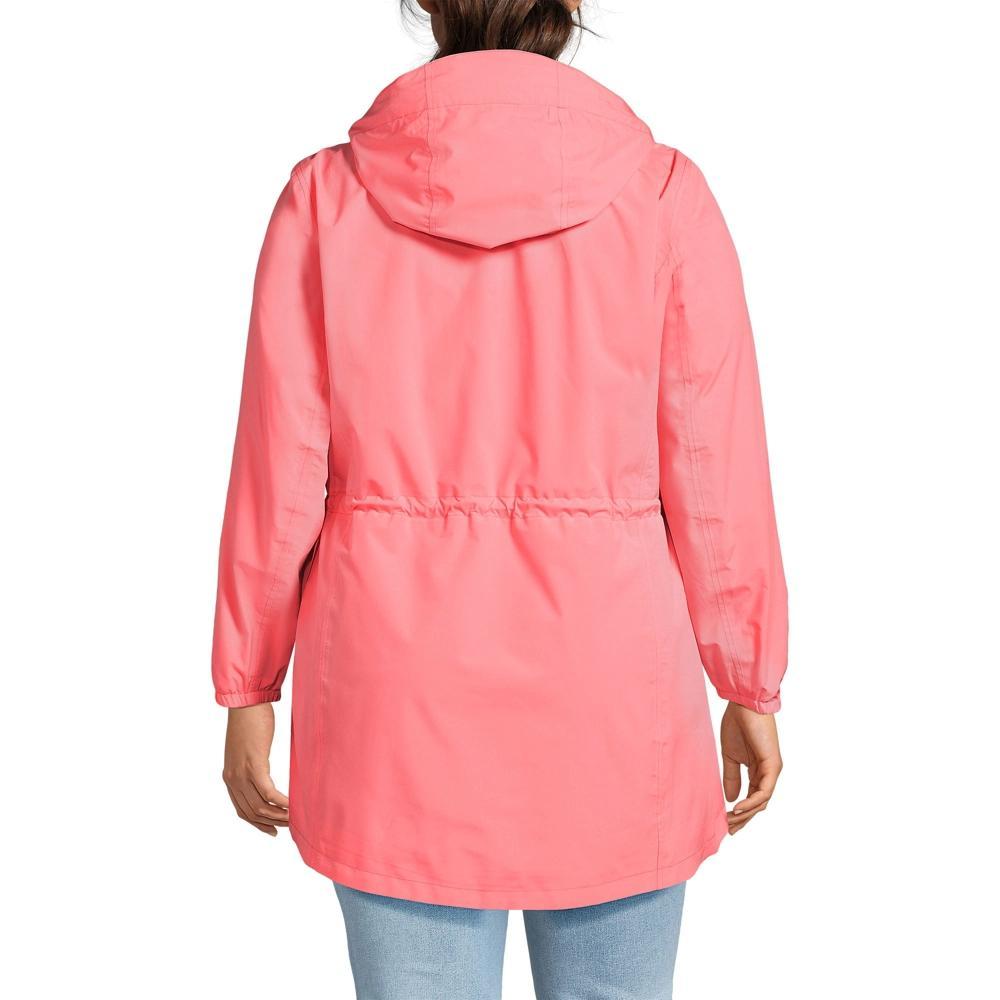 Lands' End Women's Plus Size Waterproof Hooded Packable Raincoat - 3X - Carmine Coral Product Image