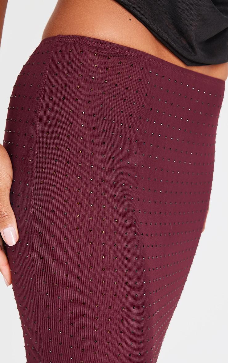 Burgundy Hot Fix Mesh Maxi Skirt Product Image