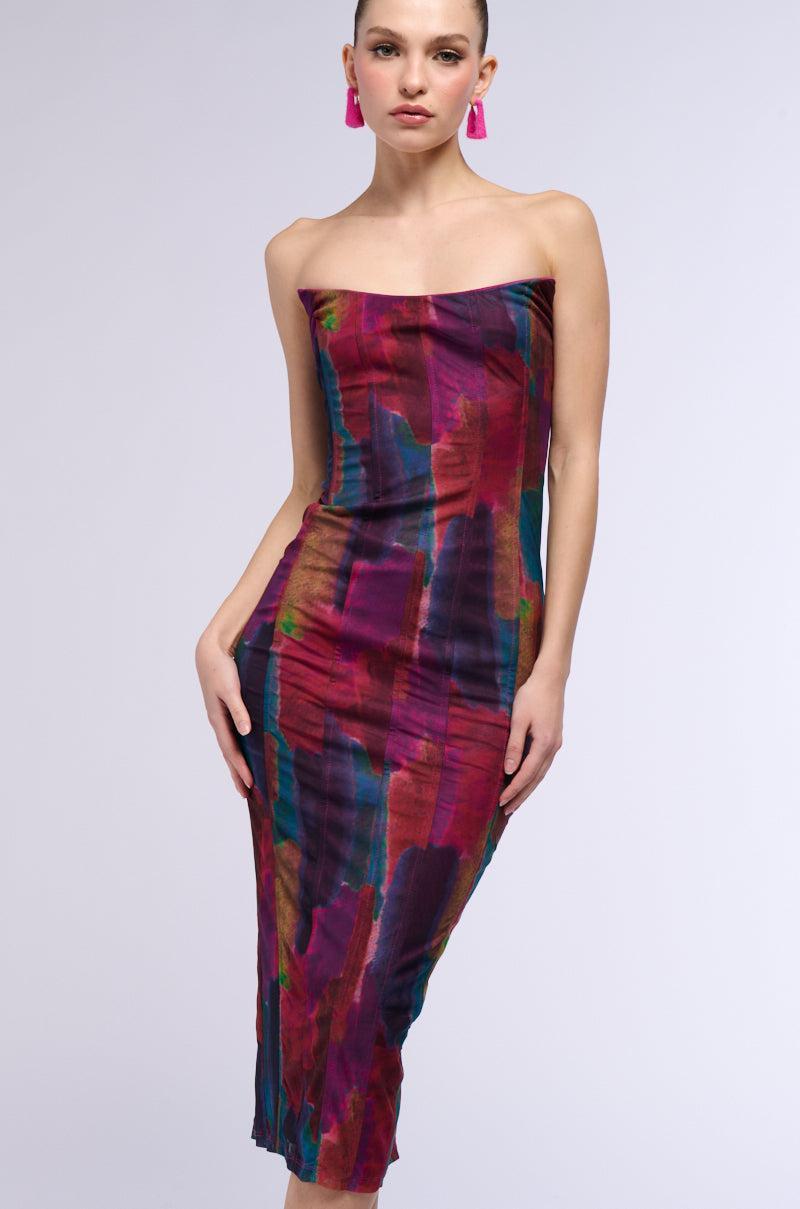 RIZZA PRINTED MESH MIDI DRESS Product Image