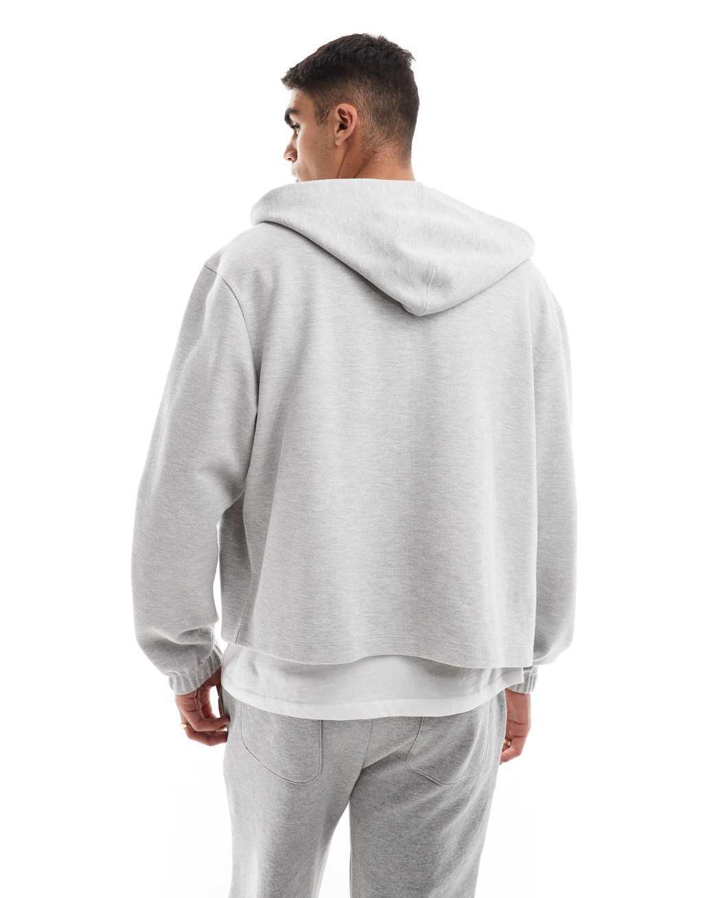 ASOS DESIGN oversized zip through hoodie in light gray Product Image