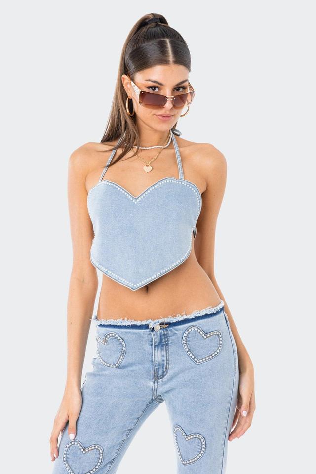 Pearly Heart Denim Top Product Image